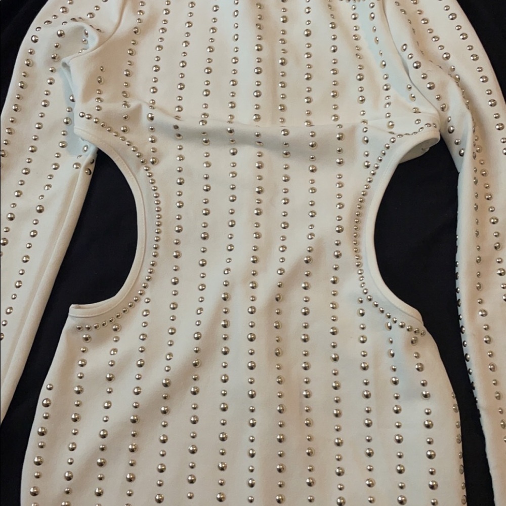 White gold long sleeve dress